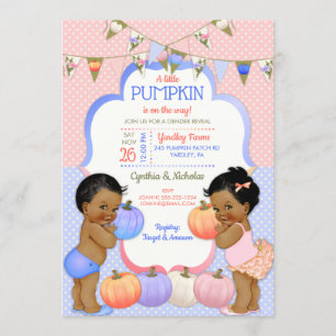 Little Pumpkin Gender Reveal Dark Tone Invitation