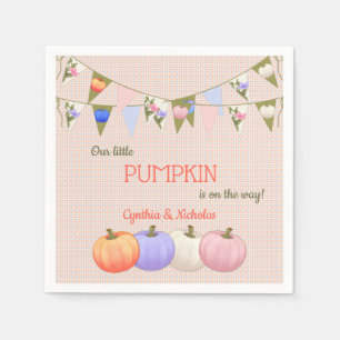 Little Pumpkin Gender Reveal Peach Blue Ivory Pink Napkin