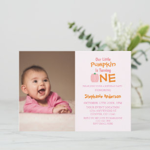 Little Pumpkin Girl 1st Birthday Invitation