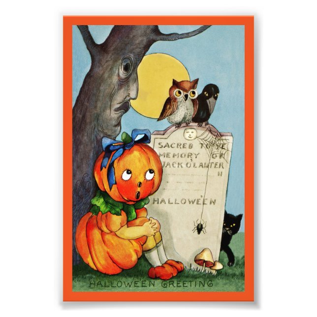 Little Pumpkin Girl and Friends Photo Print (Front)
