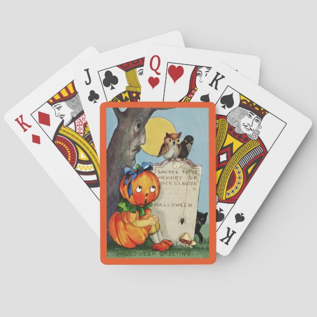 Little Pumpkin Girl and Friends Playing Cards (Back)