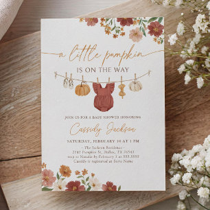 Little Pumpkin Girl Baby Clothes Baby Shower Invitation