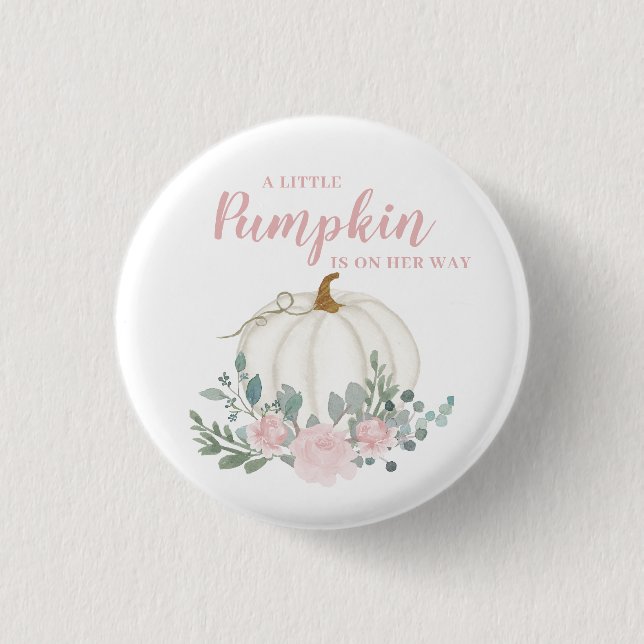 Little Pumpkin Girl Baby Shower  3 Cm Round Badge (Front)