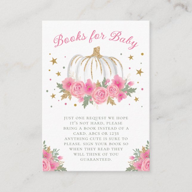 Little Pumpkin Girl Baby Shower Books for Baby Enclosure Card (Front)
