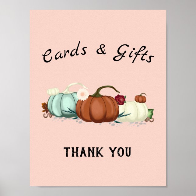 Little Pumpkin Girl Baby Shower Cards and Gifts Poster (Front)