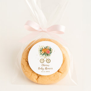Little Pumpkin Girl Baby Shower Classic Round Sticker