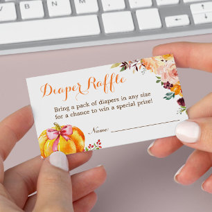 Little Pumpkin Girl Baby Shower Diaper Raffle Card