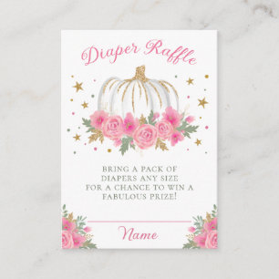 Little Pumpkin Girl Baby Shower Diaper Raffle Enclosure Card