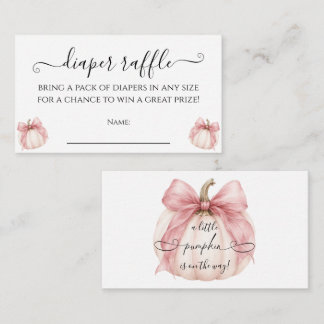 Little Pumpkin Girl Baby Shower Diaper Raffle Enclosure Card