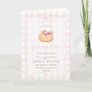 Little Pumpkin Girl Baby Shower Fall Pumpkin Bow Invitation