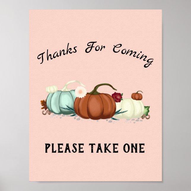 Little Pumpkin Girl Baby Shower Favour Poster (Front)