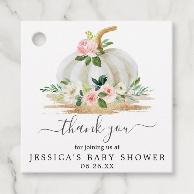 Little Pumpkin Girl Baby Shower Favour Tag Pink (Front)