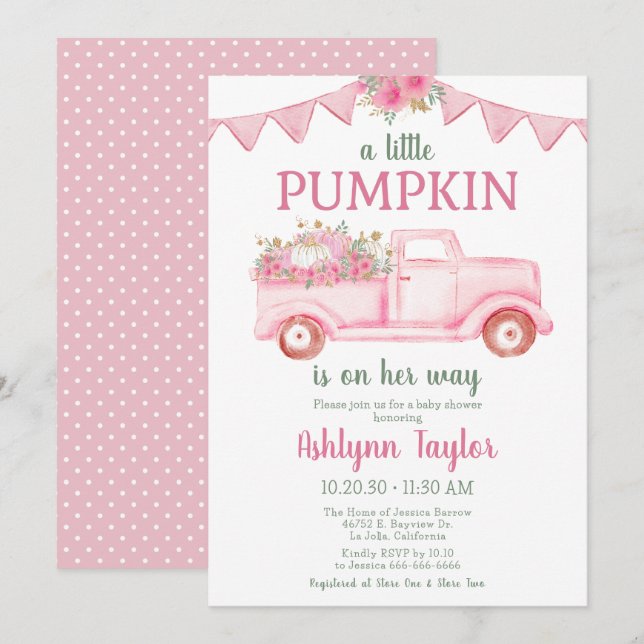 Little Pumpkin Girl Baby Shower Invitation (Front/Back)