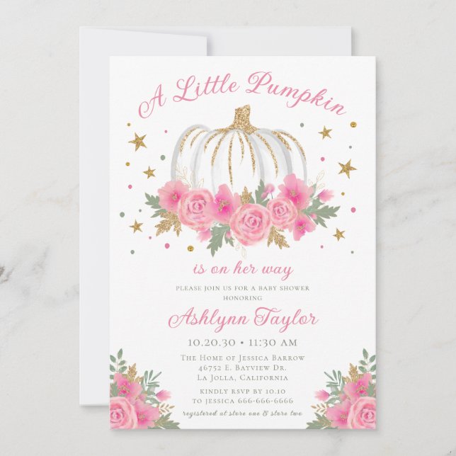 Little Pumpkin Girl Baby Shower Invitation (Front)