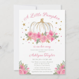 Little Pumpkin Girl Baby Shower Invitation