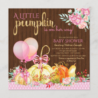 Little Pumpkin Girl Baby Shower Invitations