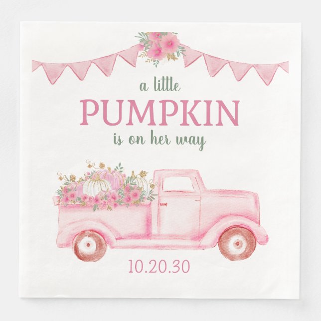Little Pumpkin Girl Baby Shower Napkins (Front)