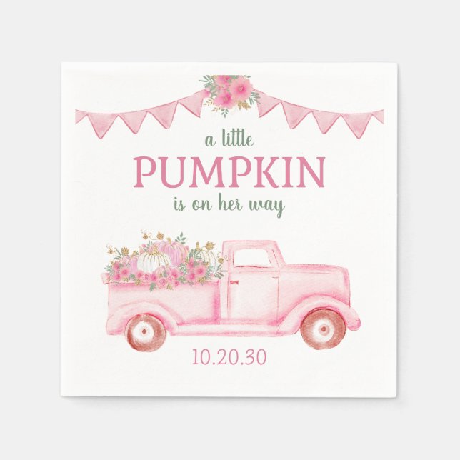 Little Pumpkin Girl Baby Shower Napkins (Front)