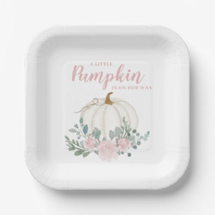 Little Pumpkin Girl Baby Shower  Paper Plate