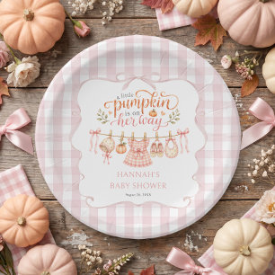 Little Pumpkin Girl Baby Shower Paper Plate
