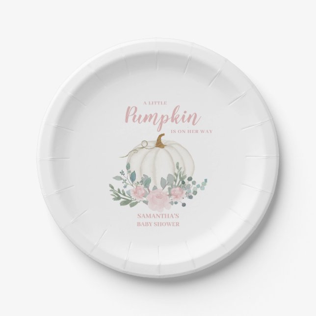  Little Pumpkin Girl Baby Shower  Paper Plate (Front)