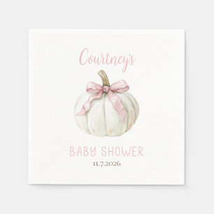Little Pumpkin Girl Baby Shower Pink Bow Napkin