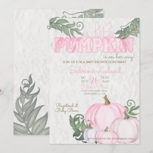 Little Pumpkin Girl Baby Shower Pink Invitation