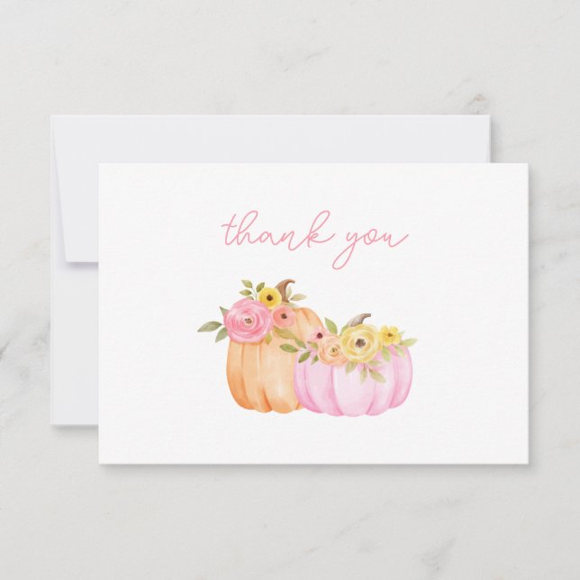 Little Pumpkin Girl Baby Shower Thank You Card (Front)