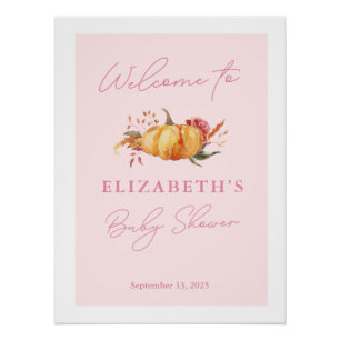 Little Pumpkin Girl Baby Shower Welcome Sign