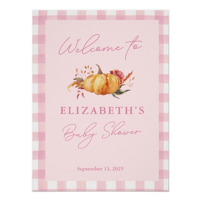 Little Pumpkin Girl Baby Shower Welcome Sign (Front)