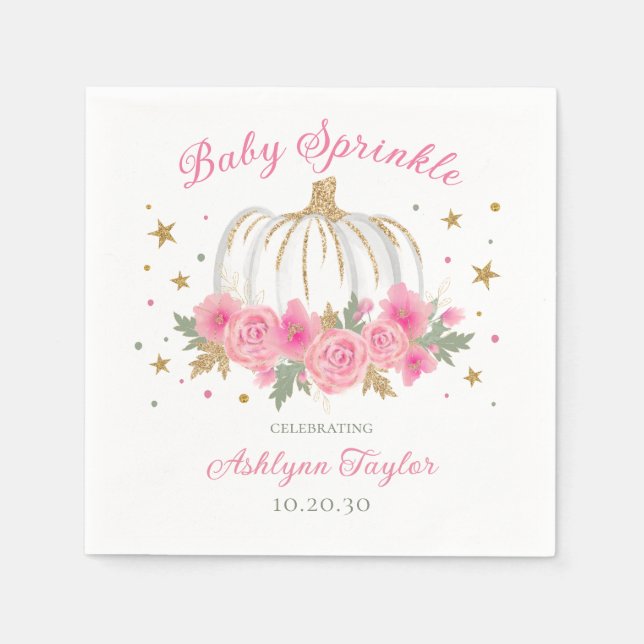 Little Pumpkin Girl Baby Sprinkle Napkin (Front)