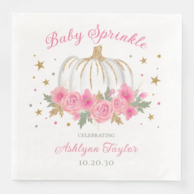 Little Pumpkin Girl Baby Sprinkle Napkin (Front)