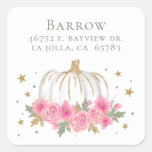 Little Pumpkin Girl Baby Sprinkle Return Address Square Sticker