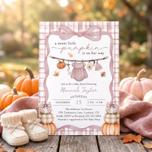 Little Pumpkin Girl Clothes Fall Baby Shower Invitation