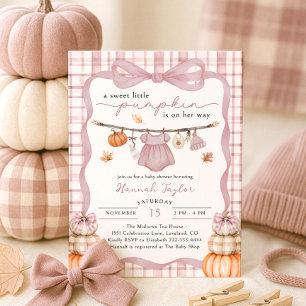 Little Pumpkin Girl Clothes Fall Baby Shower Invitation