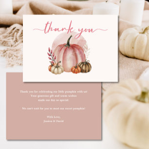 Little Pumpkin Girl Pink Baby Shower Thank You Card