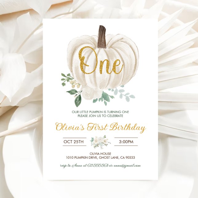 Little Pumpkin Girls 1st Birthday Invitation (Creator Uploaded)
