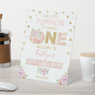 Little Pumpkin Girls 1st Birthday Welcome Sign