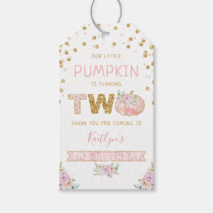 Little Pumpkin Girls 2nd Birthday Gift Tags