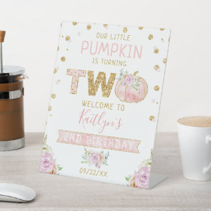 Little Pumpkin Girls 2nd Birthday Welcome Sign