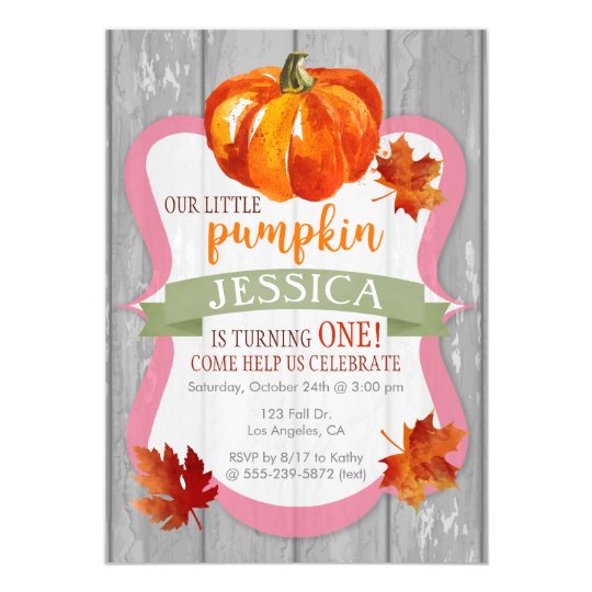 Little Pumpkin Girl's Autumn Birthday Invitation