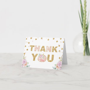 Little Pumpkin Girls Birthday Photo Thank You Card