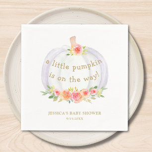 Little Pumpkin Girl's Fall Baby Shower Napkin