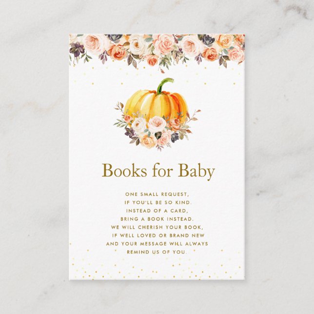 little pumpkin gold floral books for baby card (Front)