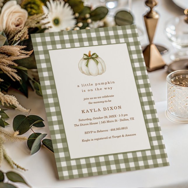 Little Pumpkin Green Gender Neutral Baby Shower Invitation (Creator Uploaded)