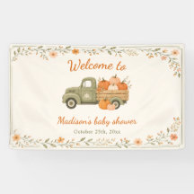Little Pumpkin Green Truck Fall Baby Shower