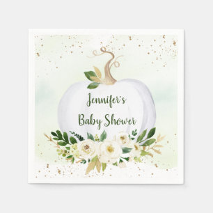Little Pumpkin Greenery Gold Baby Shower Napkin
