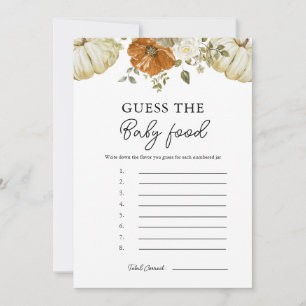 Little Pumpkin Guess The Baby Food Game Card