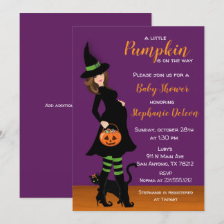 Little Pumpkin Halloween Baby Shower Invitation