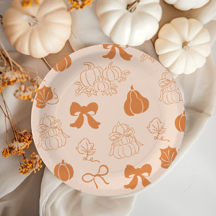 Little Pumpkin Handdrawn orange Baby shower Paper Plate